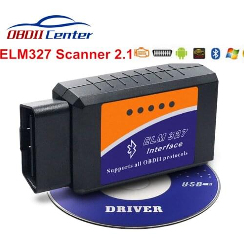 Black Bluetooth ELM327 OBD II Auto Code Reader V2.1 ELM327 OBDII Adapter Interface Support 7 OBD2 OBD Protocols Multi-language