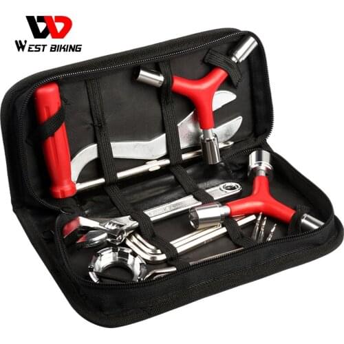 WEST BIKING 8 in 1 Bicycle Repair Tool Kit Bag Set Professional Bike Repair Tools Spoke Wrench Kits Hex Screwdriver Bicycle Tool