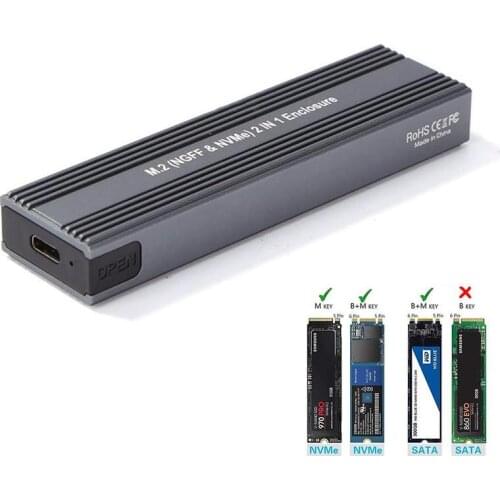 NVME M2 SSD Case SATA To USB Type C 3.1 SSD Disk Drive Drive Box External M/B PCIE NGFF Enclosure Hard 10Gbps HDD Case Key M4V7