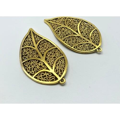 Leaf veins nature charm life vitality pendant handmade diy bracelet necklace accessories hanging jewelry wholesale 31*57mm