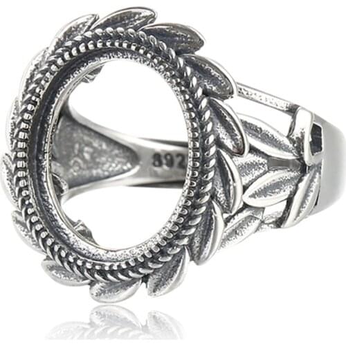 Ring Setting for 12x14mm Oval Cabochons Ring Blank Thai Sterling Silver Adjustable Band Ring Base SR0041