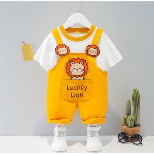 Baby Clothes Set Toddler Kids Boy Girl Cartoon Print Shorts Sleeve Tops+Pants Childrens Clothes Suit Summer Casual Baby Outfits