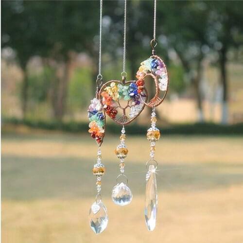 Colorful Crystal Hanging Stone Beads Prism Pendant Crystal Beads Rainbow Pendant Handcraft Home Window Ornament