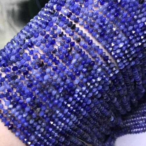 Blue sapphire ROUNDEL 3*2mm for DIY jewelry making loose beads FPPJ wholesale nature gemstone