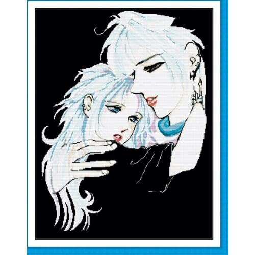 Love me, don't go cross stitch kit people 18ct 14ct 11ct count print canvas stitches embroidery DIY handmade needlework