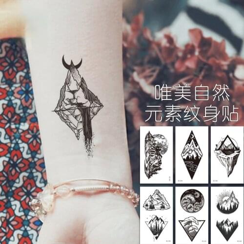 1 Sheet Temporary Tattoo Stickers Black Geometric Fashion Body Art Tattoos Sticker Waterproof for Temporary Tattoos