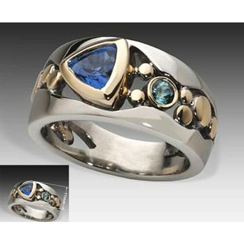 National style jewelry creative hollow pattern inlaid with green zircon ring Vogue ring