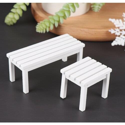 1pc New White Miniature Park Bench / Stool Dollhouse Home Decoration Furniture Toys