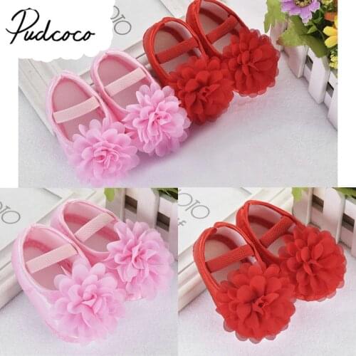 2017 Brand New Newborn Toddler Infant Baby Girls Princess Crib Shoes Soft Sole Anti-slip Prewalkers Big Flower Fisrt Walkers