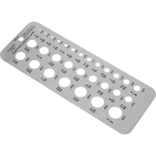 2021 New 29 Fractional Size Drill Gauge Stainless Steel Template Drill Gage for 1/16 to 1/2 by 64ths drills