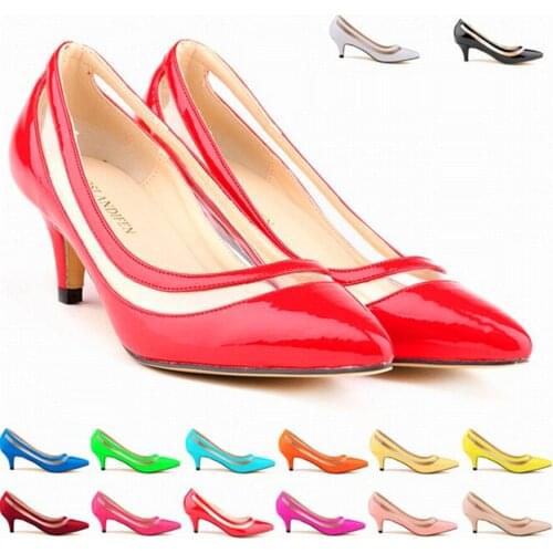 New Arrival Womens Fashion Patent Leather Shallow High Heels Shoes Pointed Toe Sexy PU Transparent Show Thin Women Office Shoes