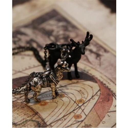 Drop shipping-Retro 3D Deer pendant necklace Buck Necklace