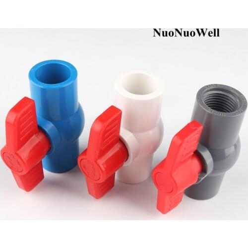 30pcs 20mm PVC Ball Valve 1/2" Female Thread Globe Valve Water Pipe Connectors For Garden Irrigation System Aquarium Fish Tank