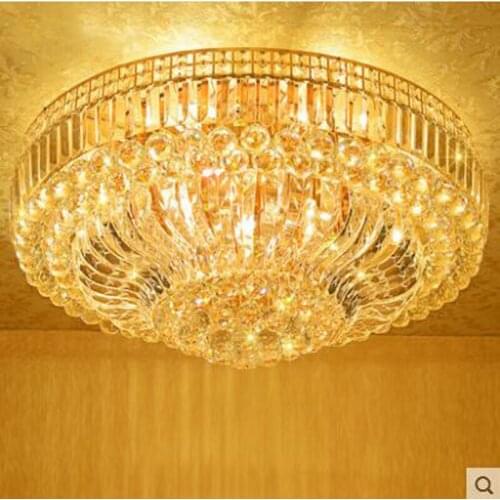 Modern minimalist golden LED circular living room crystal lamp creative lamps atmospheric luxury hall ceiling lighting fixture