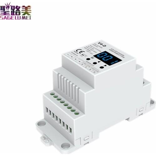 V4-D 12-24VDC RGBW/RGB/CCT/Dimming 4 Channel 4CH LED RF Controller 500Hz or 2kHz Two PWM frequency Din Rail For led strip light