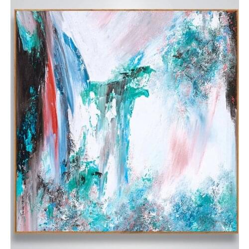 Handmade thick knife high quality Modern Abstract Fine Artwork Iceberg Falls Bedroom artwork Wall Oil Painting