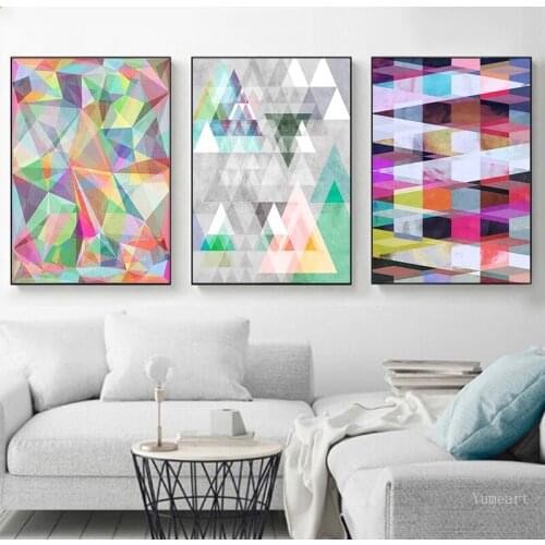 YUMEART Colorful Geometric Abstract Canvas Painting Scandinavia Poster Print Mural Painting For Modern Living Room Home Decor