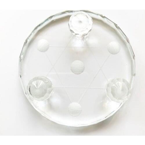 Transparent Glass Plate Figurine Statue Sphere Balls Wand Base Stand Fengshui Home Decor 1pc
