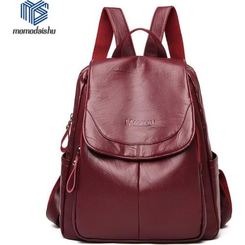 2021 New Women Back Pack Soft Leather Backpack Feeling Foreign Leisure Girls Mochila Feminina Travel Luxury Designer Backpack