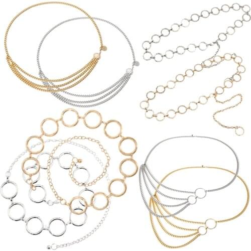 Body Jewelry Korean Style 1Pcs Lady Simple Belts Belly Waist Chain Gold Silver Women Belt Metal Dress Accessories