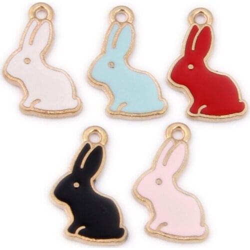 10pcs/lot DIY Chunky Enamel Rabbit Carrot Pendant Jewelry Findings Gold Color Charms Handmade Necklace Girls Kids Accessory
