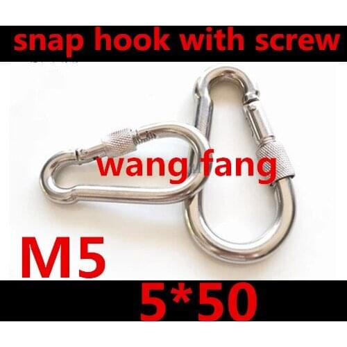 10 Pcs/lot Stainless Steel 304 5*50 Snap Hook With Screw Clip Camping Hiking Outdoor