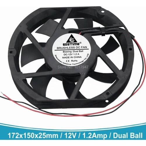 10 PCS LOT Gdstime 17225 172mm DC 12V 1.2A 172x150x25mm Dual Ball Bearing Industrial Cooling Fan