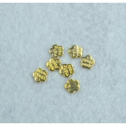 100pcs Gold color Alphabet flower Charms Necklace Pendant Bracelet Jewelry Making Handmade Crafts diy Supplies 8*8mm 1520