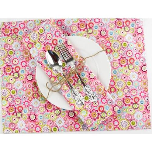 30x40cm children placemats fashion print cotton placemat heat insulation mat dining table mat cartoon fabric Napkin