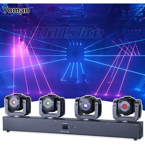 4 Head RGB 3IN1 Laser Scanner Moving Head Light Halloween Projector Stage Effect Laser Lighting DMX512 DJ Party Disco Lights