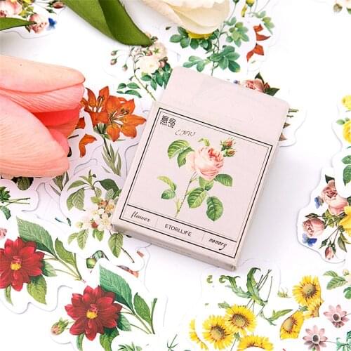 45 Pcs/pack Flowers Vintage Letter Stickers DIY Scrapbooking Album Planner Notebook Journal Decorations Diary Label Stickers
