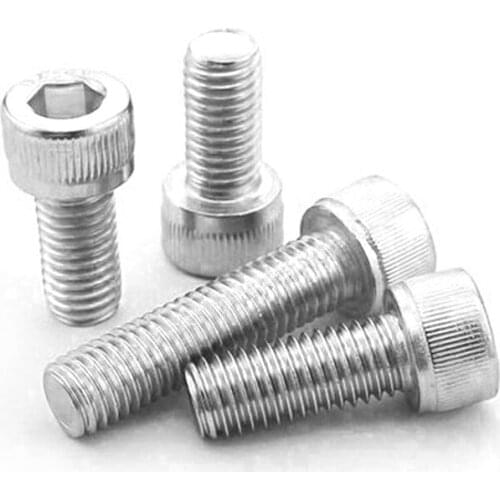 5pcs M5 Allen cup head screws hex socket cylinder headel knurled screw mechanical bolt stainless steel DIN912 6mm-100mm long