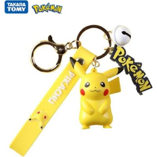 6 styles Genuine Pokemon Pikachu Keychain Pendant Figures Pendant Toy Anime Character Squirtle Bulbasaur Doll Model Kids Gift