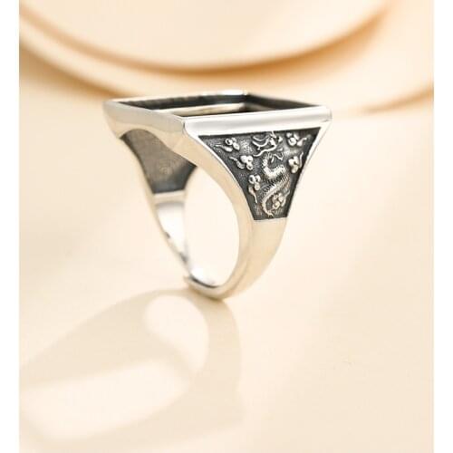 925 STERLING SILVER mens dragon Semi Mount Bases Blanks base blank Pad VINTAGE ring ring Setting set jewelry gift A5456