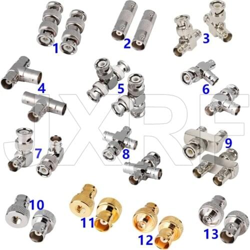 JX connector 2pcs RF Adapter BNC Male To 2 Female T Type Connector Adapter For Video Surveillance System CCTV Camera Security
