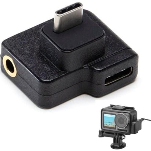 Audio Adapter For Osmo Action Dual 3.5mm USB-C Adapter CYNOVA DJI Osmo Action Audio External 3.5mm Mic Mount for TRS DJI Osmo