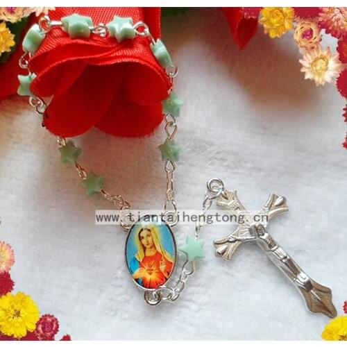 Free shipping 10pcs/set 6mm plastic bead rosary bracelet,beaded bracelet, religious bracelet with virgin mary center
