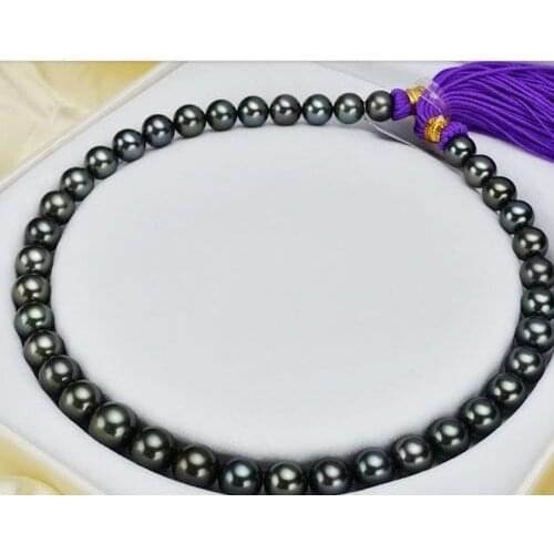 FREE SHIPPING HOT sell new Style >>>>STUNNING round AAAA12-14mm tahitian black pearl necklace 17inch 925s