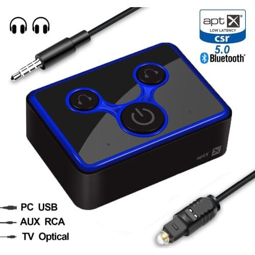Dual Link Bluetooth 5.0 Aptx low latency SPDIF Toslink Optical Music Transmitter mini A2DP Wireless home stereo audio TV Adapter