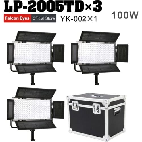 Falcon Eyes LED Photographic Lighting 100W Bi-Color Dimmable LCD Studio Panel Lamp LED Video Light With Case LP-2005TD Kit Set