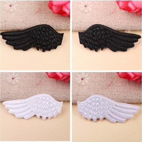 Fine Angels Wings Patches Cute White And Black Embroidered Ironing Stickers Patches For Clothes Iron On Patches Parches Decor