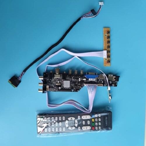 Kit for LTN140AT07 14" 1366X768 Signal digital DVB-T DVB-T2 TV controller board USB HDMI LED VGA AV 40pin LVDS
