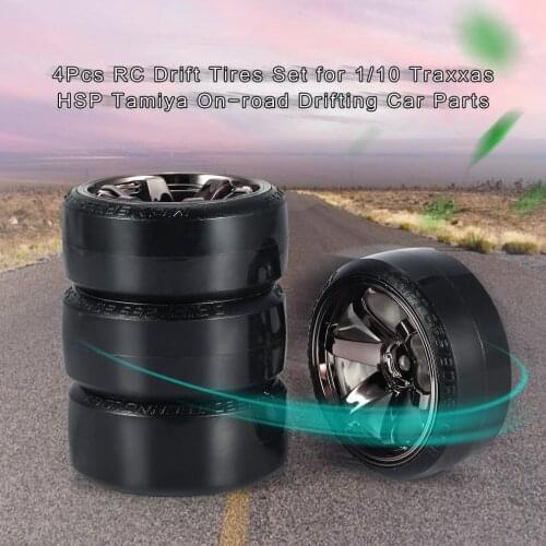 4Pcs RC Drifting Tire Set Hard Plastic Hard Tyre Set for HSP Tamiya HPI RC On-road Vehicle Drifting Car Spare Parts Accs