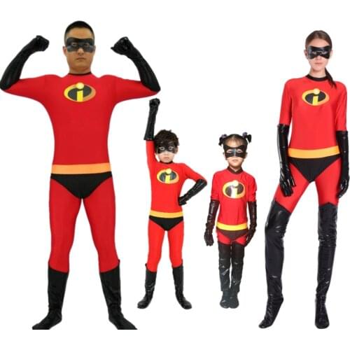 Incredibles 2 Costume Mr Mrs Incredibles Cosplay Elastigirl Hulk Spider Family Adult Kid disfraz o Suit Jumpsuit Bodysuit