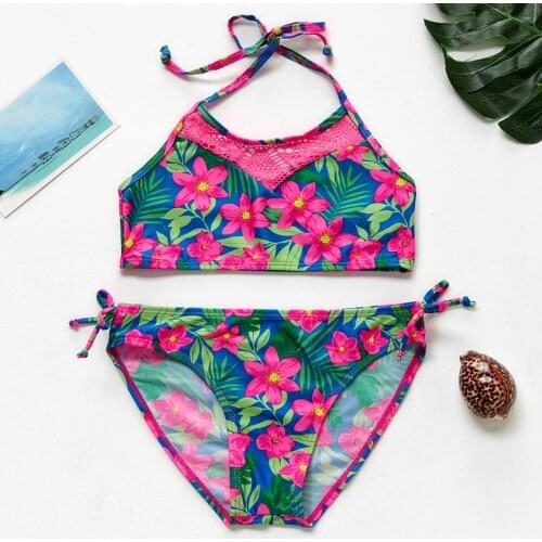 5~13Y Teenager Girls Swimsuit Bikini 2020 Two pieces Girls swimwear Tropical Floral Children swimwear Kids Bikini set -ST9059
