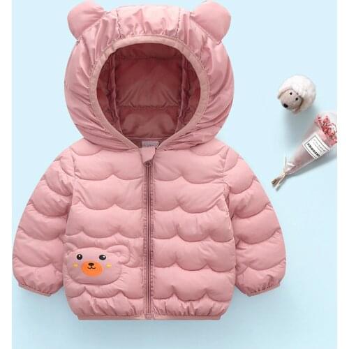 Baby Girls Winter Jacket Kids Neutral Thin And Light Style Coat Children Cartoon Bear Ear Outerwear Baby Boys Clothing 1-6 Years