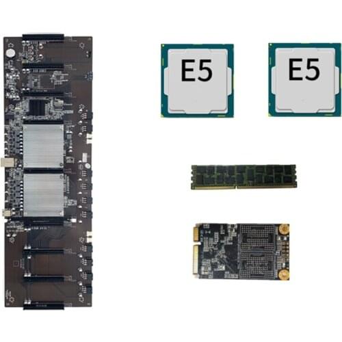 H052 Mining Motherboard BTC X79 LGA 2011 CPU Socket 8 PCI-E 3.0 X16 Slots Support 9x 3060 GPU DDR3 Memory Slot for Miner