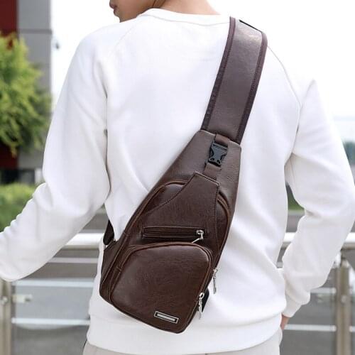 2021 Mens USB Charging Bag Mens Chest Bag For Custom PU PVC Shoulder Bag Diagonal Package Messenger Travel Bag Cross Body Bags