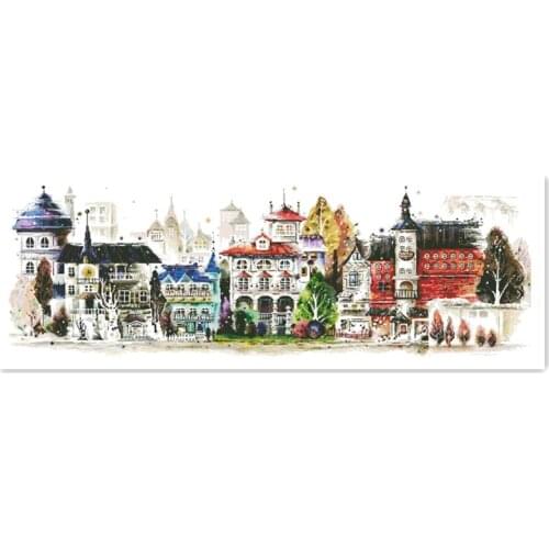Castle cross stitch kit seasons snow winter 18ct 14ct 11ct white fabric cotton thread embroidery DIY handmade needlework