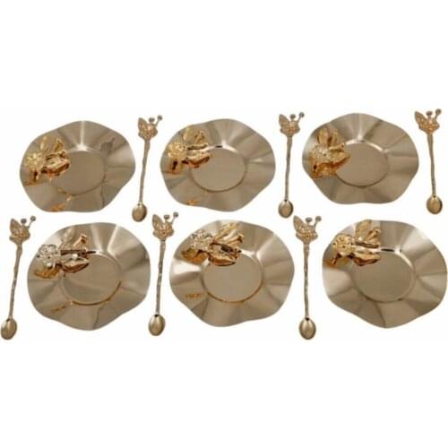 Japanese Rose Gold Coaster And Tea Spoon 6'Lı Set